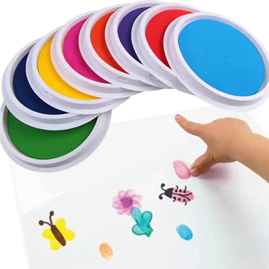 Цветная Сделай Сам чернильная прокладка для печати пальцев крафт-открытка большой круглый для детей Детский креативный воображение образование
