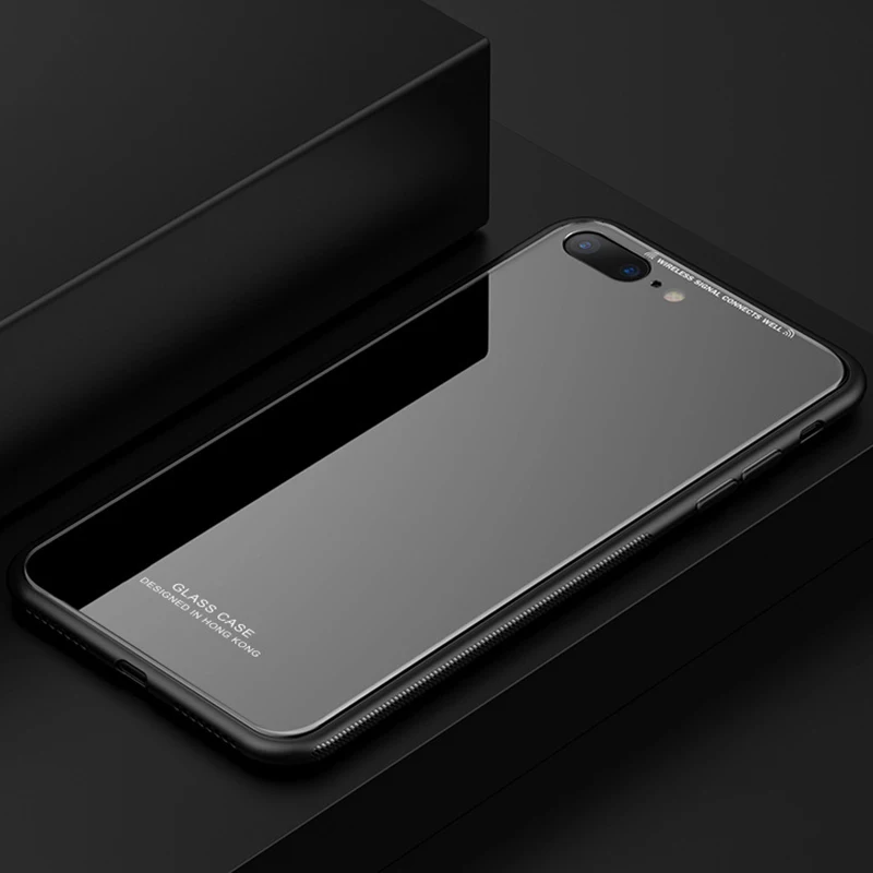 Чехол для iPhone SE Роскошный тонкий глянцевый силиконовый чехол из закаленного стекла для iPhone X 6 6s 7 8 Plus 5s 5 - Цвет: Черный