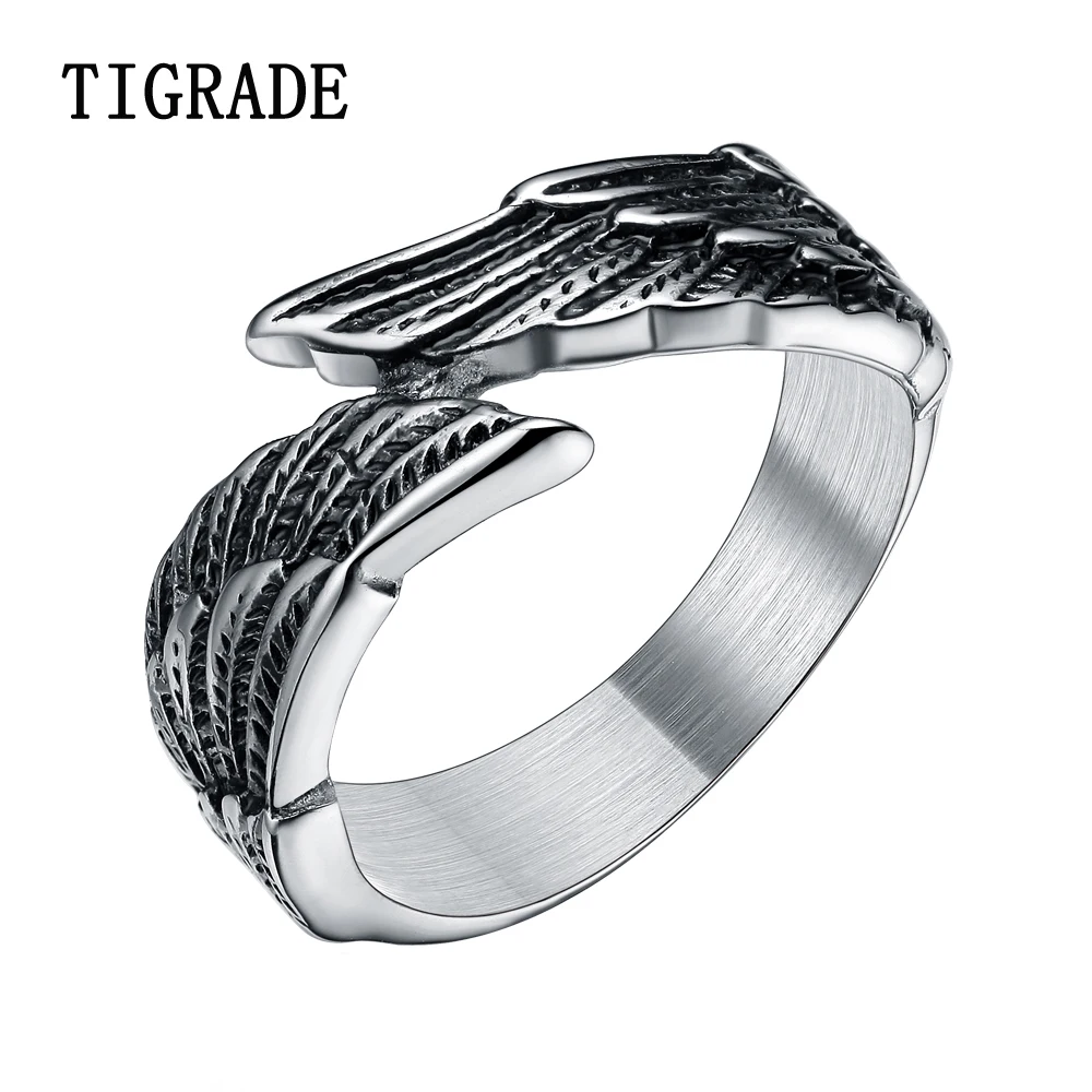 

TIGRADE Vintage Jewelry Male Stainless Steel Ring Women Skull Wings Rings Men Cocktail Ring Comfort Fit