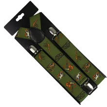 Winfox Винтаж для женщин и мужчин регулируемый 3,5 см Широкий сверхмощный Y-Back охотники подтяжки с изображением зверюшек