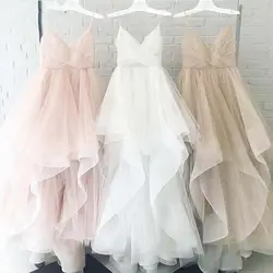Романтическое белое свадебное платье длиной до пола, 2019 свадебные платья, ремни, тюль, молния сзади, 30 см, хвост, Vestido De Noiva