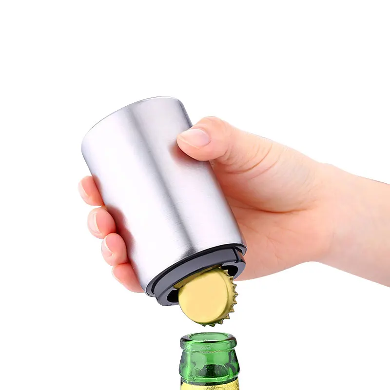

Higger 1Pcs Stainless Steel Bottle Opener Magnetic Automatic Push Down Wine Beer Openers Practical Kitchen Accessories
