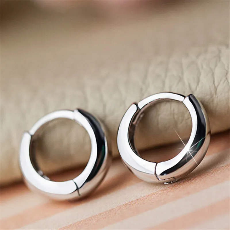 AMOURJOUX Trendy Jewelry Silver Plated Small Round Hoop Earrings for Women Men Lovely Studs for lady 2016