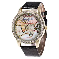 Модные Повседневные часы женские карта мира военные женские часы женские стеклянные зеркальные сетчатые высокого качества наручные часы