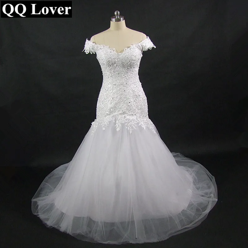 

QQ Lover 2019 The Latest African Styles Very Nice Lace Mermaid Wedding Dress With Video Custom-made Plus Size Wedding Gown