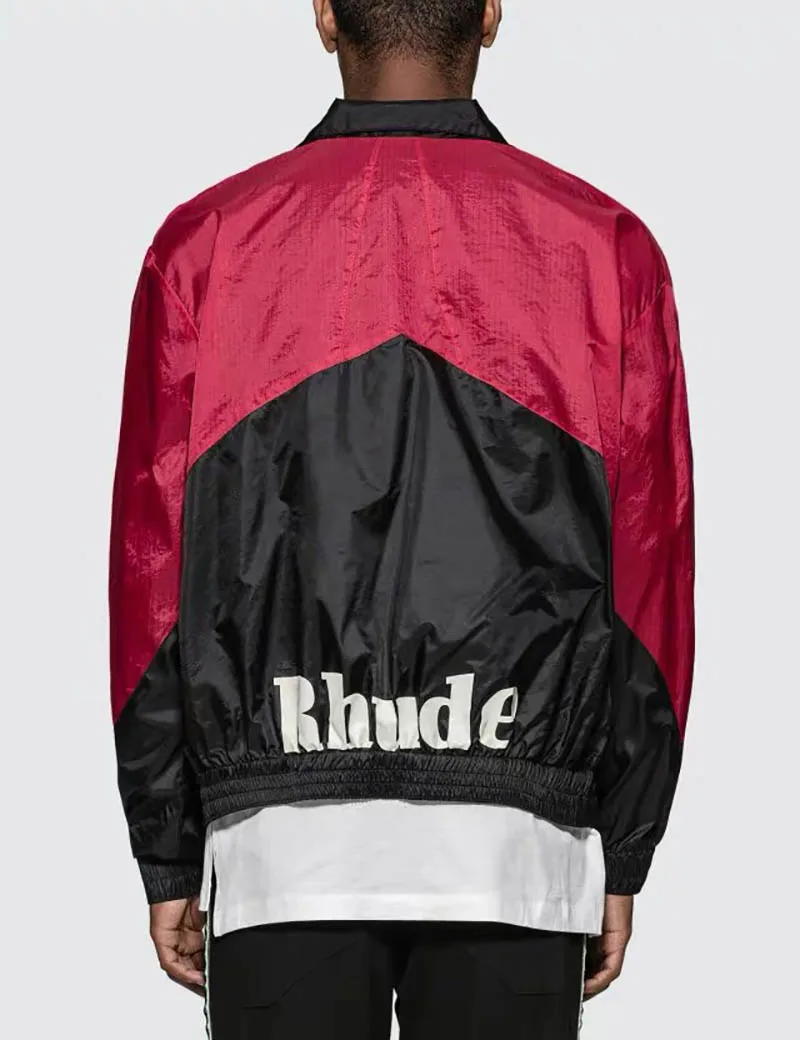 RHUDE черная зеленая красная стеганая куртка осень зима теплая Мужская Женская 1:1 куртка на молнии эластичная талия Повседневная Летающая куртка