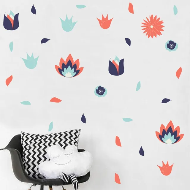 Flaming Red Flowers Diy Wall Sticker For Kids Rooms Decals Flaming Red Flowers Diy Wall Sticker For Kids Rooms Decals Retro Nursery Decor Vintage