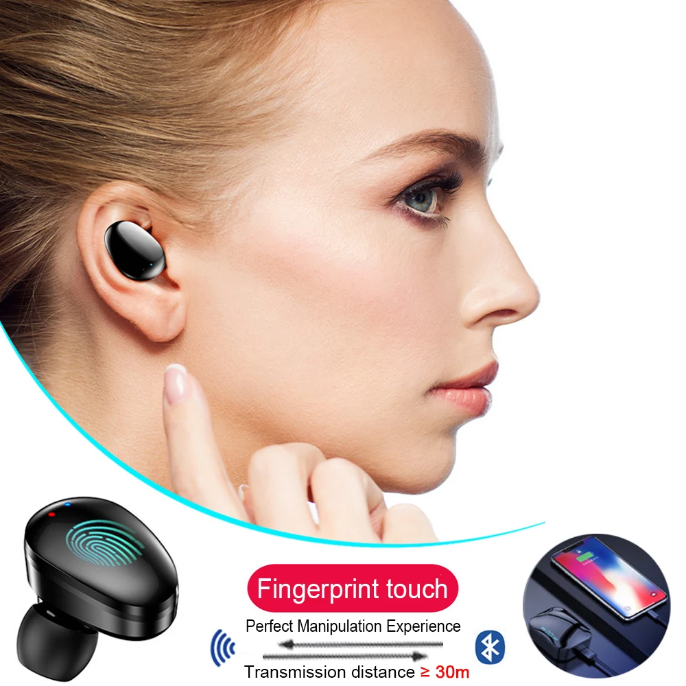 Bluetooth наушники 5,0 с светодиодный сенсорный экран беспроводные наушники Bluetooth наушники гарнитуры с 2200 мАч зарядным чехлом