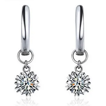 

0.4CT Diamond Earrings GVBORI 18K White Gold Earrings For Women Fine Jewelry Wedding/Engagement/Party