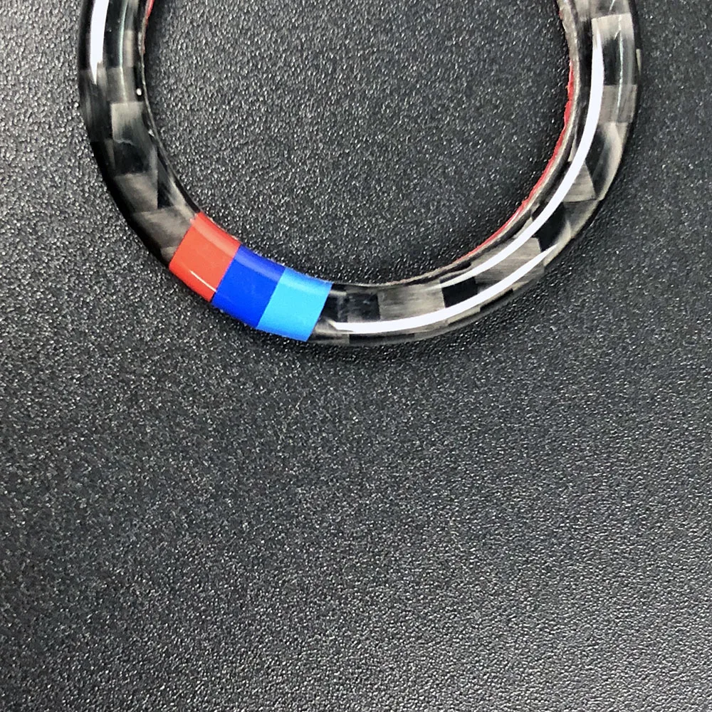 For bmw e90 e92 e93 Carbon Fiber Car Engine Start Stop Ring M Stripe Trim Circle Ignition Key Ring 3 Series Accessories (3)