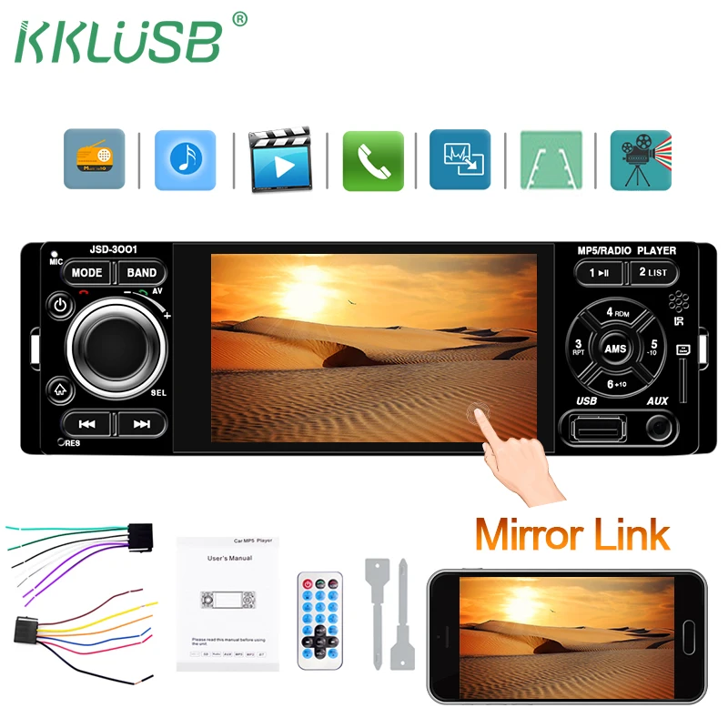 

Autoradio 1 din Car Radio 4.1" Inch Touch Screen Car Stereo Multimedia MP5 Player Bluetooth USB Support Rear View Camera