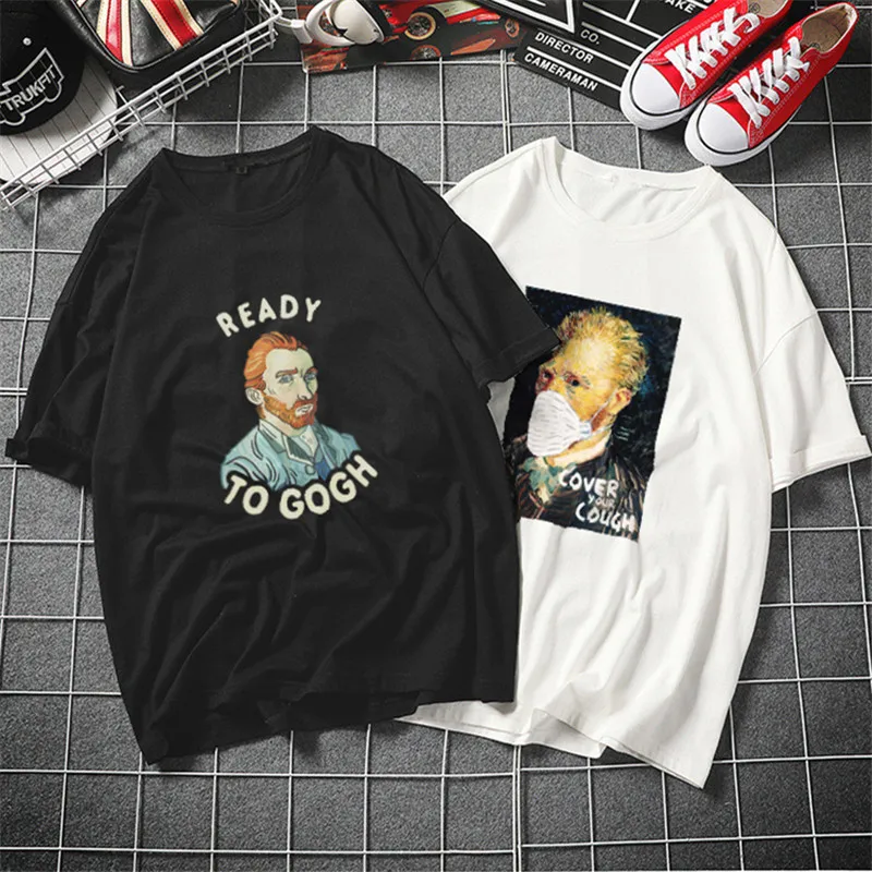 

2019 Tshirt Women Cotton Van Gogh Funny Art Harajuku White T-shirt Short Sleeve Modis Plus Size T Shirt Gothic Femme Top Tees