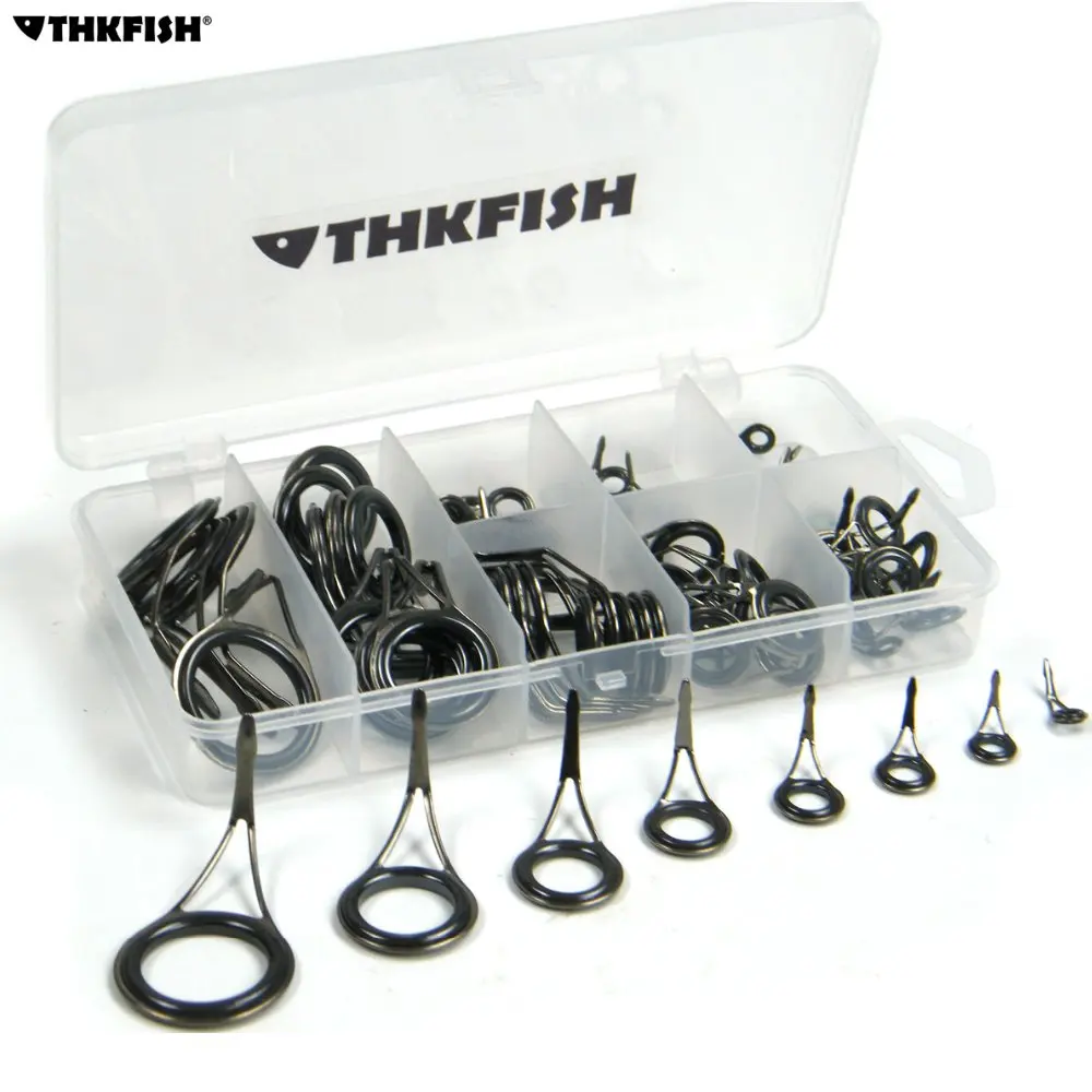 75Pcs Spinning Fishing Rod Guides Tip Tops Repair Kit DIY Fishing Rod