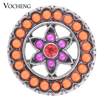 

10PCS/Lot Wholesale Vocheng Snap Charms 18mm Hollow out Hexagram 4 Colors Round Bead Charms Vn-1089*10