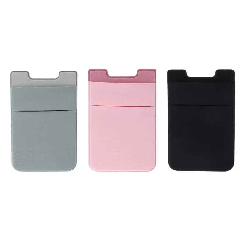 

For Cell Phone Adhesive Headset Card Holder Case Pouch Sticker Soft Ultra-slim Elastic Lycra ID Card Holder Solid Pocket