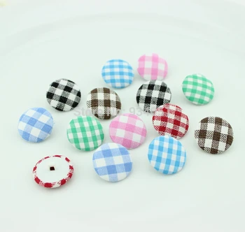 

Set of 100pcs Gingham Fabric Cover Round Buttons 20mm Handmade Shank Wrapped Round Scottish Buttons DIY Decor Free Shipping