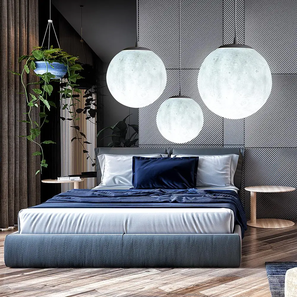 

Modern Creative 3D Printing Moon Droplight Home Decoration Fashion Lighting Lamps And Lanterns Pendant Lights