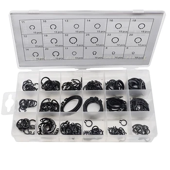 

225PCS Circlip Set External/Internal Retaining E-type Cir clip Lock Snap Retaining Ring Assortment Set holes Shaft Collar Washer