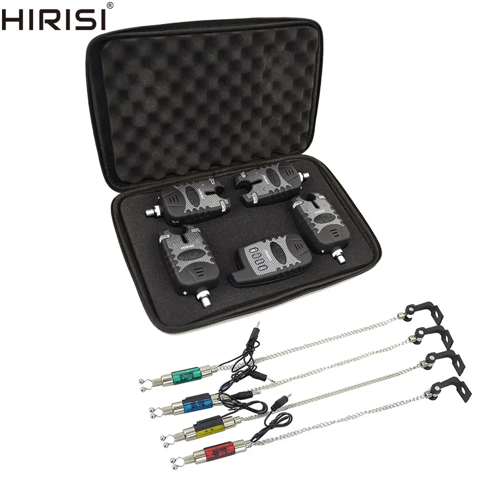 

Hirisi 4+1set Carp Fishing Wireless Bite Alarm Set with 4pcs Fishing Chain Swinger Indicator Fishing Equipment