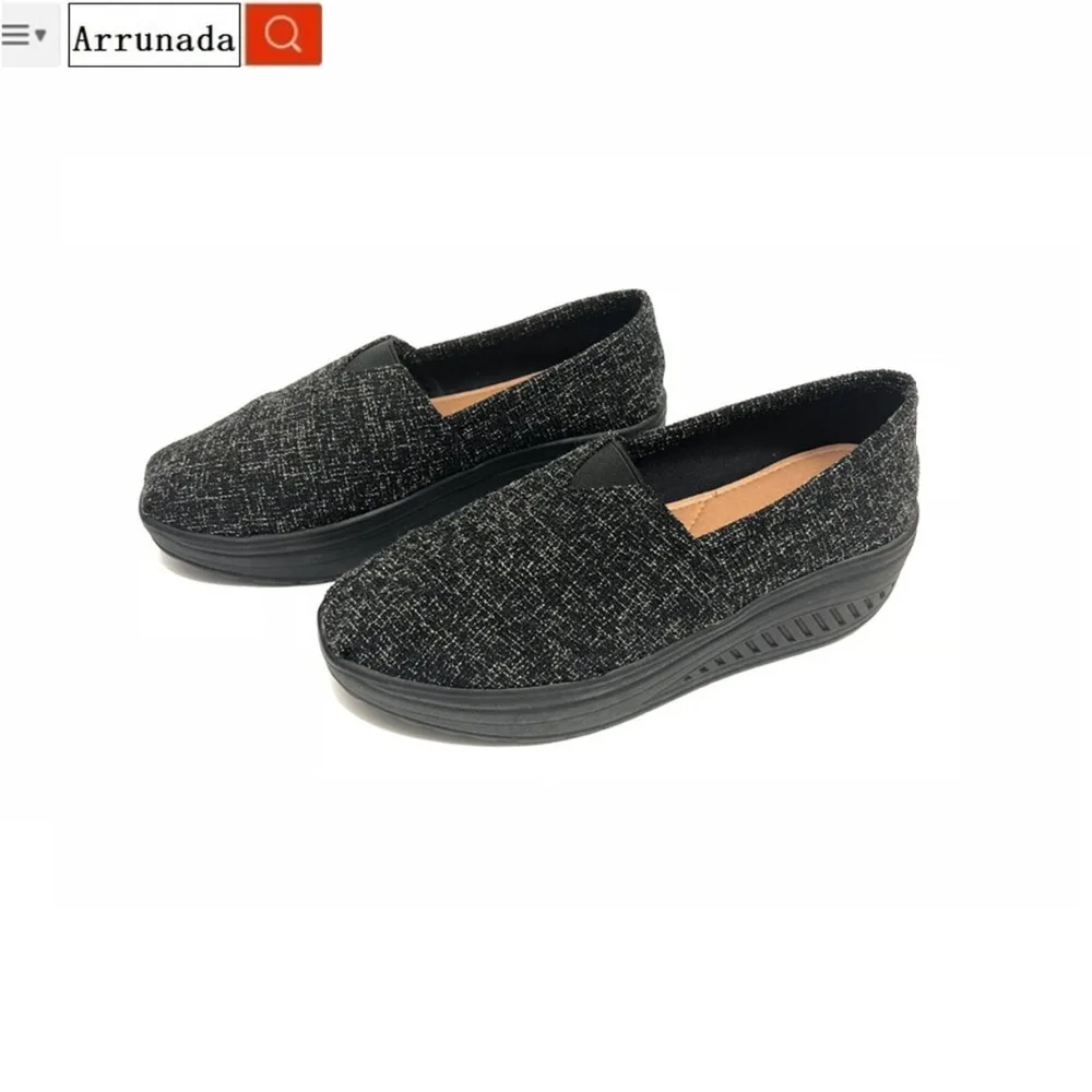 

Womens Sneakers Casual Shoes Plus Size Platform Vulcanized Shoes Wedge Sneakers Black Zapatillas Negras Mujer Canvas Chaussure