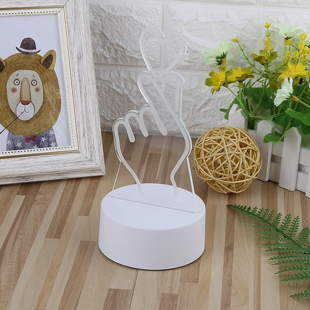  USB Novelty 7 Colors Changing Finger Heart LED Table Light 3D Desk Table Lamp Home Decor H15