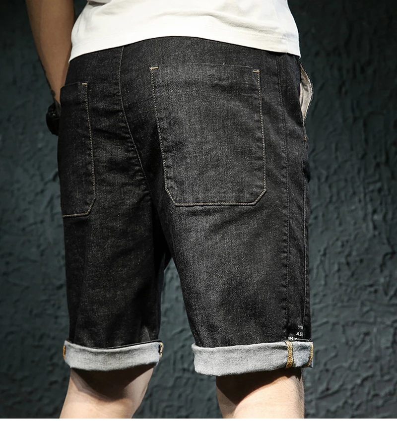 Knee Man Shorts Bermuda Jean Breeches Men  (6)