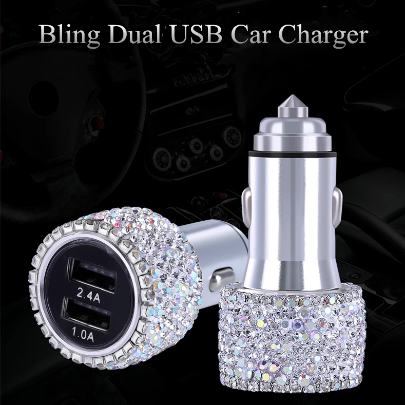 Алмазный Кристалл Двойной зарядное устройство USB линия Bling горный хрусталь автомобильного прикуривателя Универсальный кабель для передачи данных для iPhone Xiaomi huawei