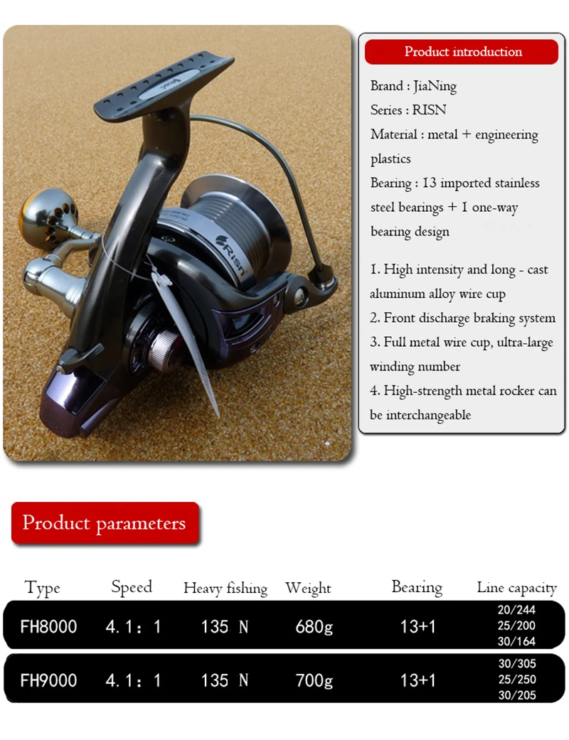 Fiação de Pesca Lidar com 13 + 1bb Metal Spinning Reel Fishing 9000 Esquerda - Direita 4.1: 1 Alta Velocidade Qualidade Carretel 8000 13 Direita Lidar Com 13 + 1BB 4.1:
