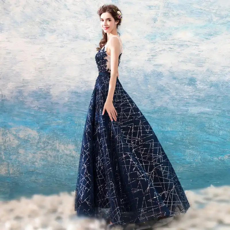 Blue Dress with Diamonds