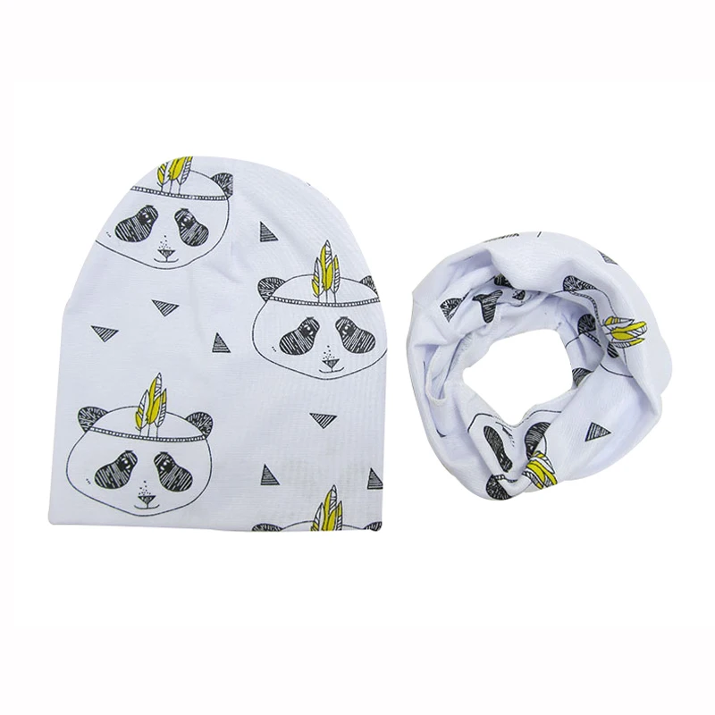 Весенне-осенние хлопковые детские шапочки с мультяшным принтом для новорожденных, эластичные детские шапочки, 1 шт