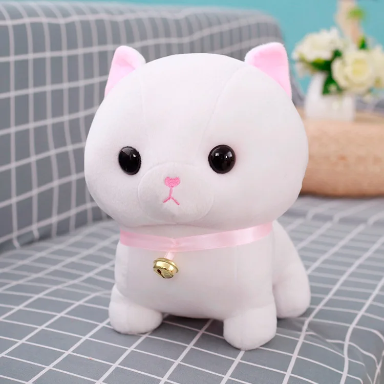 Белый Прекрасный короткие ноги Манчкин кошка кукла колокол Cat плюшевые игрушки детям подарок - Цвет: Белый