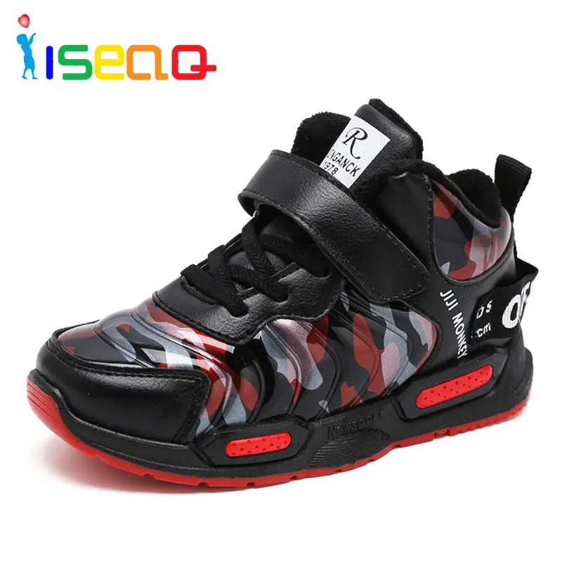 

boys Sneakers winter children new style warm plush shoes Kids fashion boy PU Casual Boots Rubber Button Sports Shoes winter