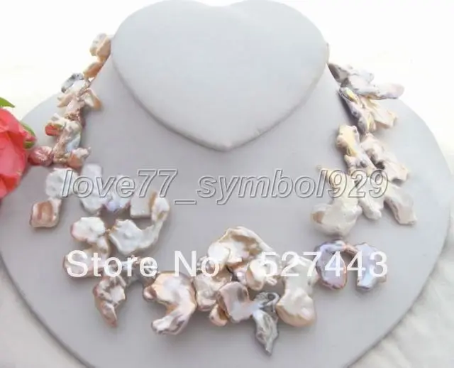 

Wholesale free shipping >>Wonderful! AAA Natural Pink @ Purple 26MM Keshi Pearl Necklace