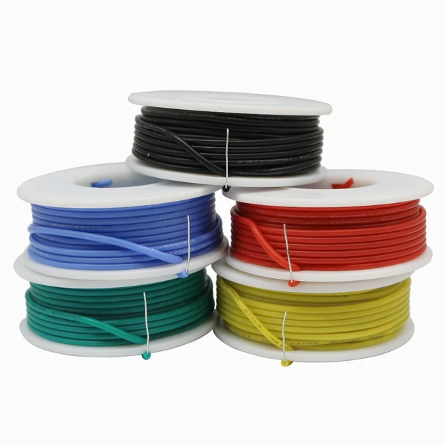 20 22 24 26AWG Flexible soft Silicone (5 colors mix Solid wire Kit)  Insulated Electric cable