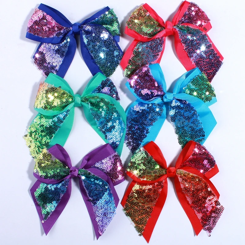 

200PCS 12CM Big Bling Sequins Grosgrain Hair Bows For Box Gift Ribbon Hair Bow For Headbands Accessories You Pick Colors