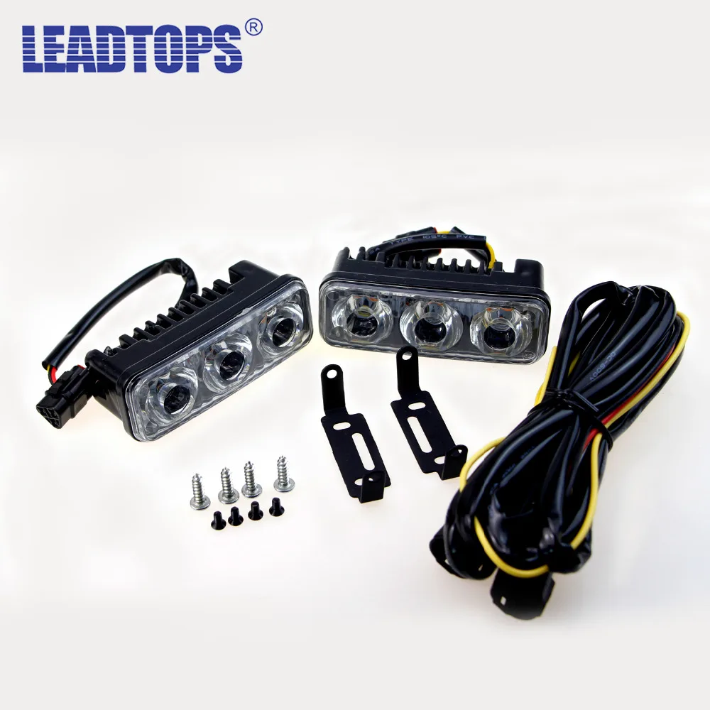 

LEADTOPS 1Pair Car Led Daytime Running Light DRL Turn Signal Light White turn Yellow 12v Universal Super Bright AJ