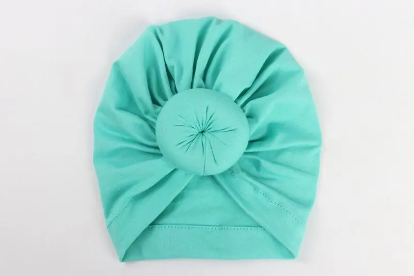 Шапочка с бантом для новорожденных детей и девочек, милая шапочка, больничная шапочка, удобный вязанный головной убор, повязка на голову - Цвет: Светло-зеленый