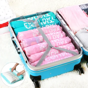 

6pcs Large Bag Space Saver Storage Bags Hand Rolled Vacuum Seal Compressed Waterproof Travel Organizer Sorting Package Bag