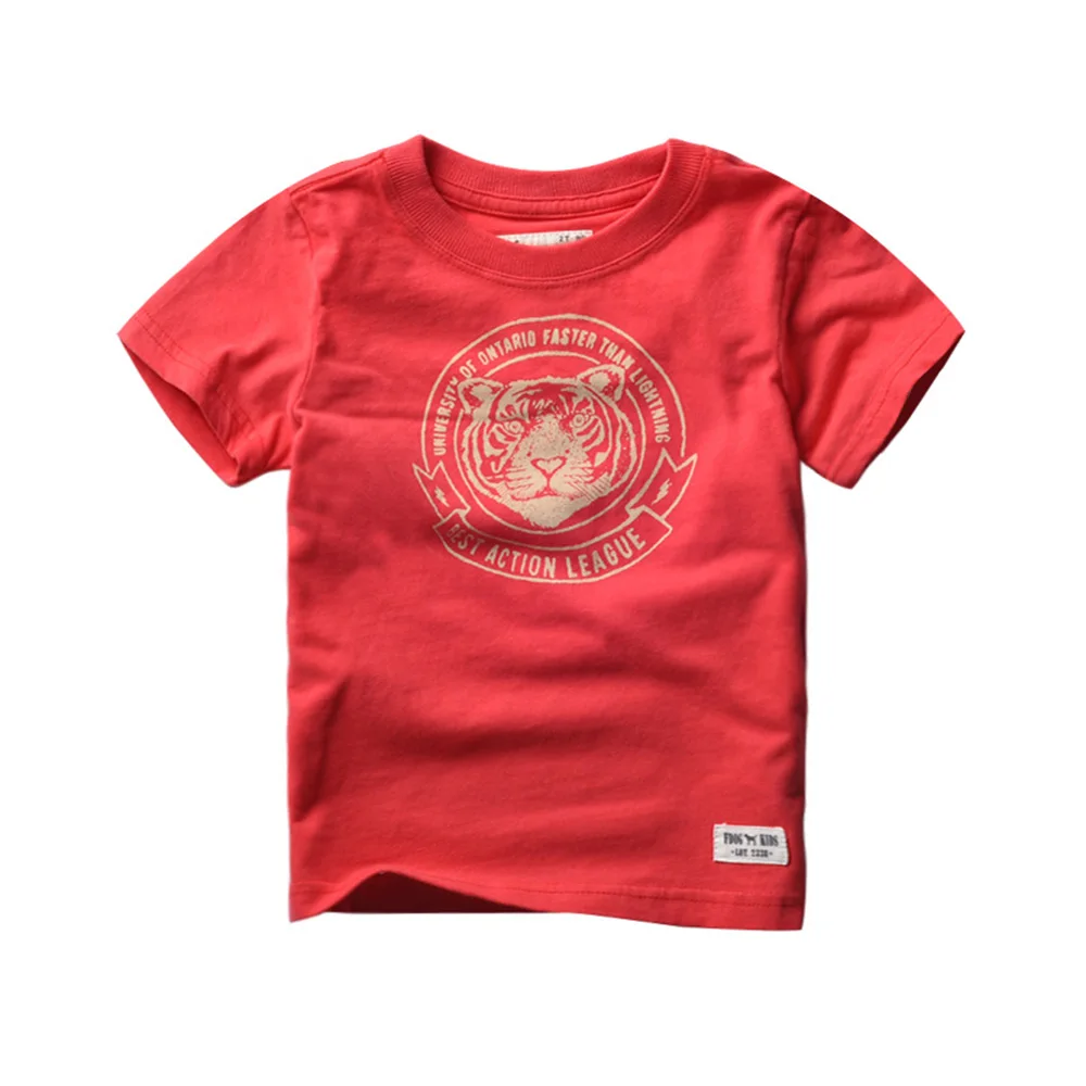 Футболка для мальчиков коллекция года, летняя повседневная одежда Удобная хлопковая футболка для маленьких мальчиков детская футболка с принтом Тигра для мальчиков возрастом от 2 до 6 лет