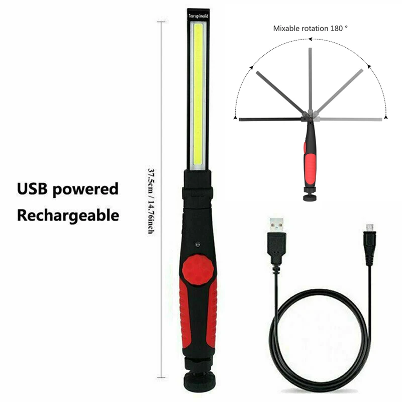 COB фонарик поворачивается складной осмотр легкое Зарядное устройство USB адаптер авто светодиодный свет работы автомобильные аксессуары обслуживание огни