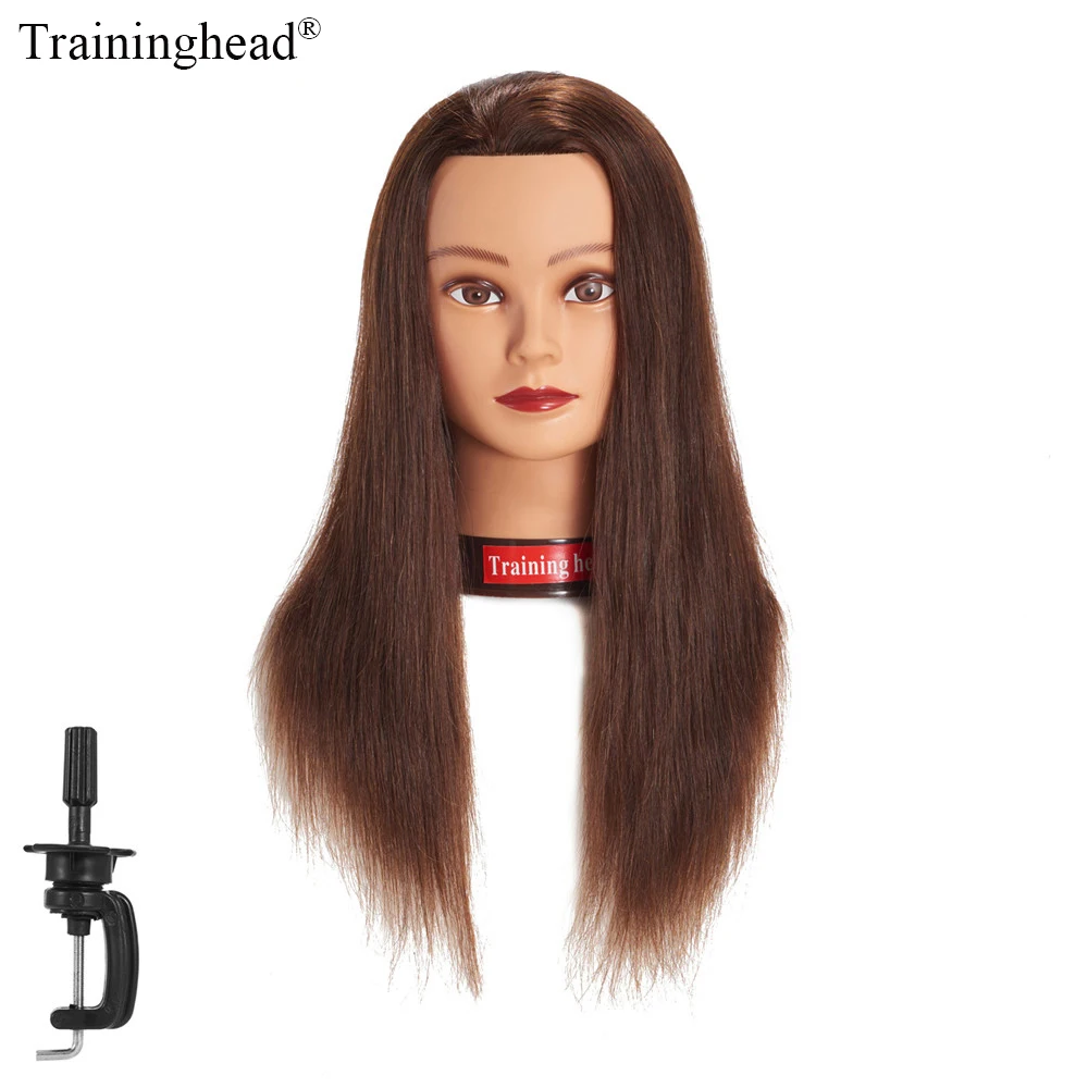 

Traininghead 20-22'' Salon Mannequin Head With 100% Human Hair Professional Cosmetology Dolls Head Training Head For Hairdresser