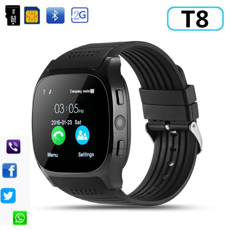 

T8 Bluetooth Sports Smart Watch With Facebook Whatsapp Support Camera SIM TF Card Call Smartwatch For Android&IOS Phone PK GT08