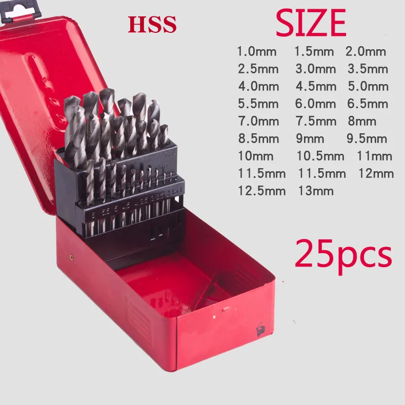 

25pcs/Set Micro 0.5mm Twist Drill Bit High Speed Steel Straight Shank Mini Twist HSS Drill Bit Tools Drill with iron box