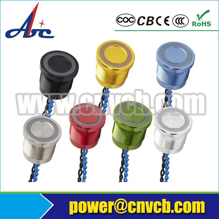 1228 12mm Hign flush Latching ring LED anti-vandal stainless steel waterproof electric switch