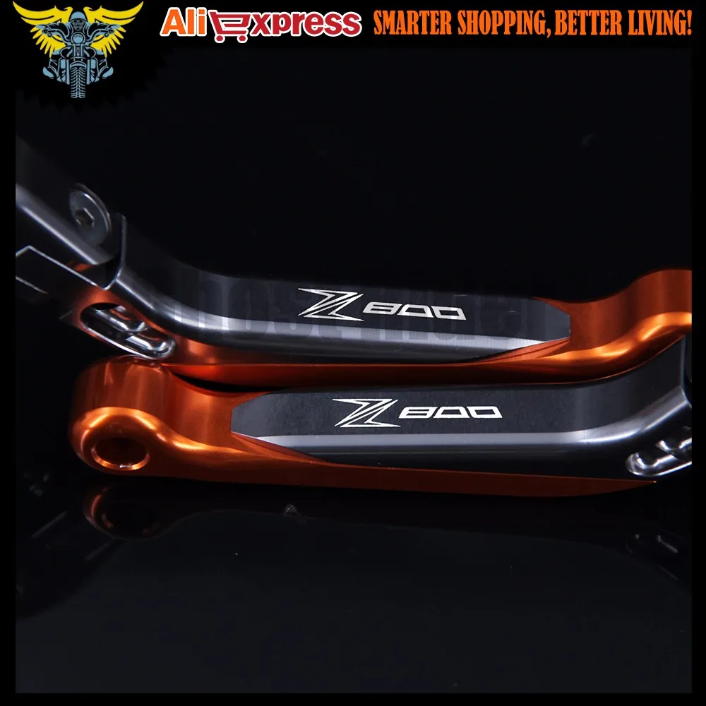 Лазерный Логотип(Z800) оранжевый+ Титан Мотоцикл с ЧПУ Выдвижная сцепные рычаги для kawasaki Z800/E версии 2013