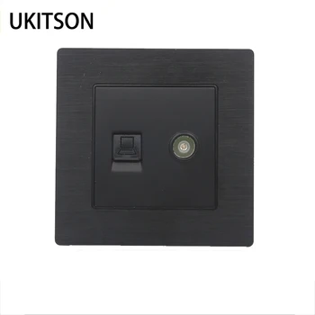 

Quality Iron Frame Panel RJ45 LAN Socket With Cable TV Connector Faceplate Black Color Wall Outlet