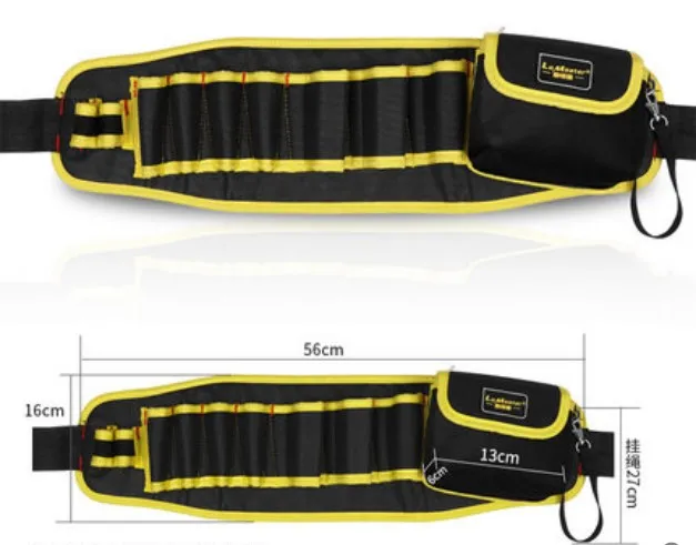 CAMMITEVER Multi-pockets Tool Bag Waist Electrician Tool Bag Organizer Pouch Tools Bag Organization Belt Waist Pocket 56*16cm