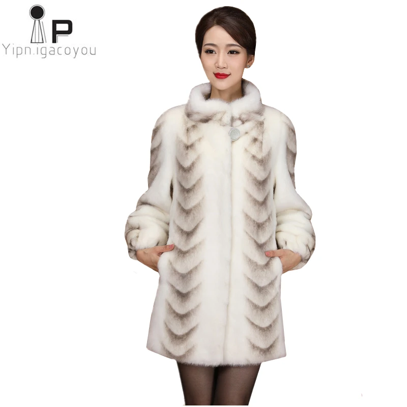 

Winter Women Faux Fur Coat High Quality Mink Slim White Thick Warm Jacket Plus Size Ladies Coats Long The Fur Coats Overcoat 4XL