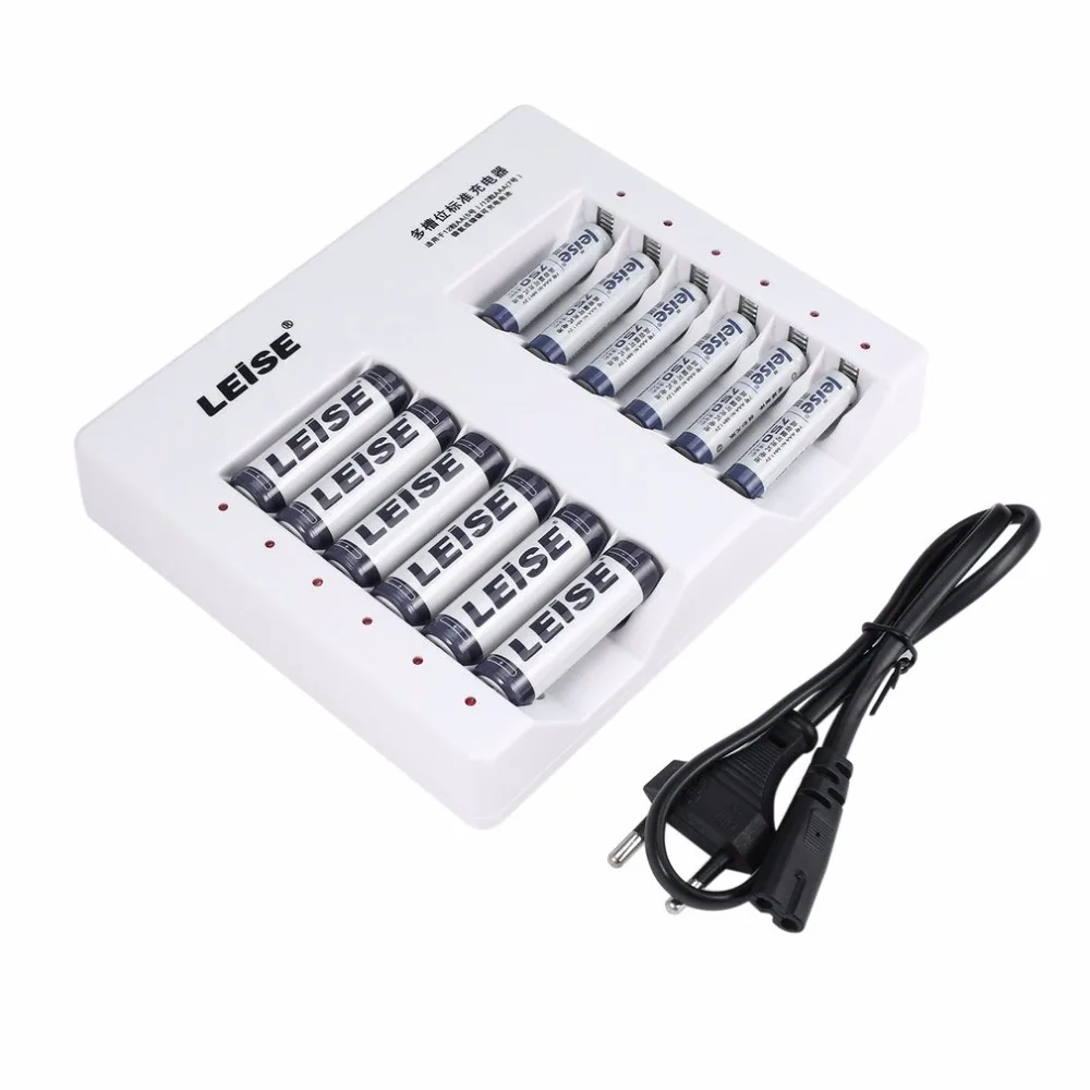 

LEISE-813 12 Slots Intelligent Standard Rechargeable Battery Charger Set Adapter For AA/AAA Batteries Ni-MH NiCD