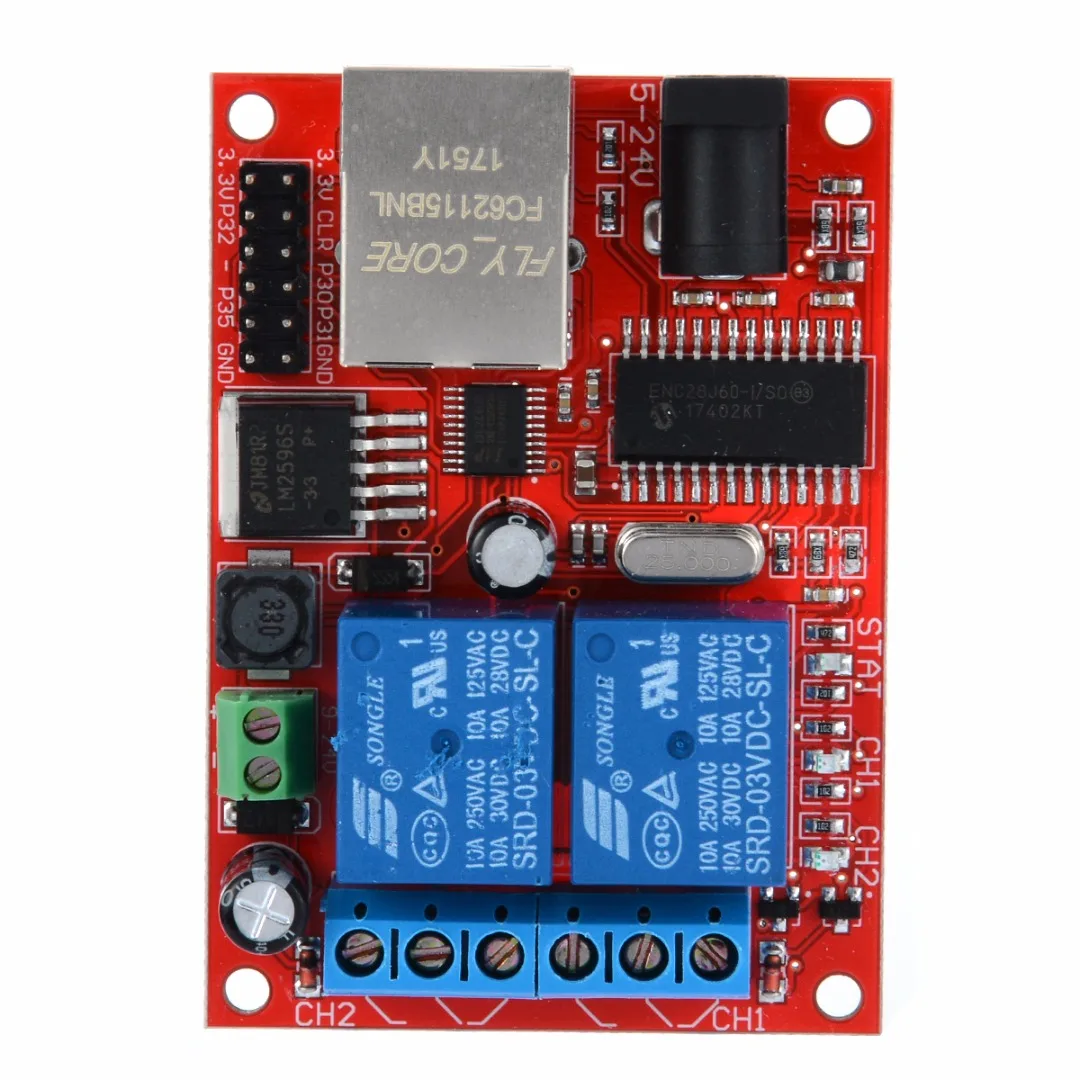 Ethernet 2-Way Delay Module Relay Network Switch TCP/UDP Controller Module WEB Server 70 x 50mm